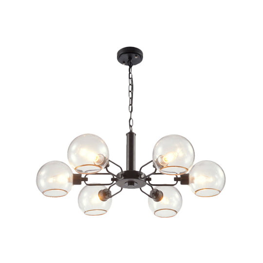 Modern Globe Chandelier: Black/Gold/White | 3/6 Light Pendant for Living Room