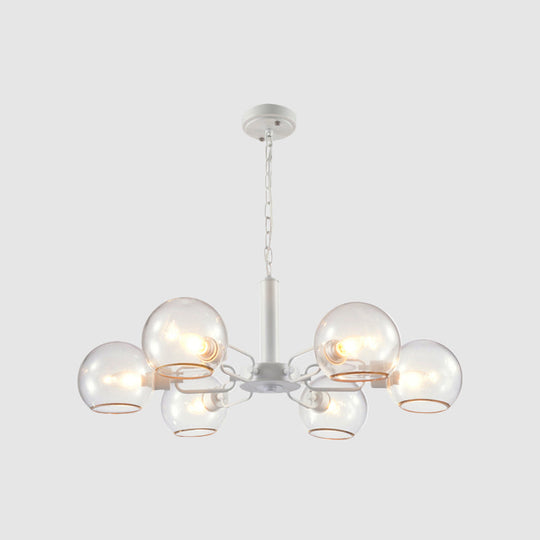 Modern Globe Chandelier: Black/Gold/White | 3/6 Light Pendant for Living Room