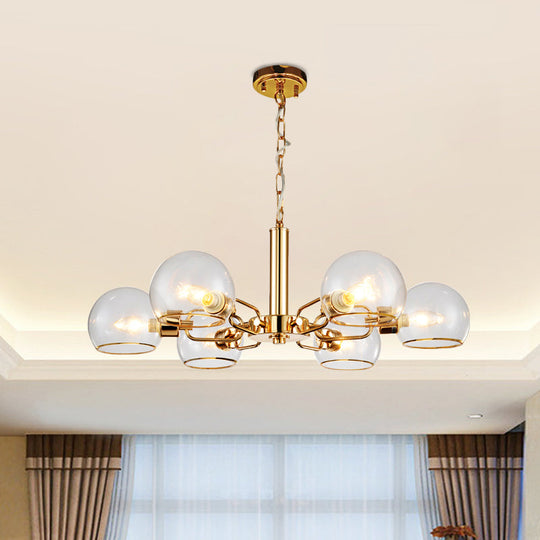Modern Globe Chandelier: Black/Gold/White | 3/6 Light Pendant for Living Room