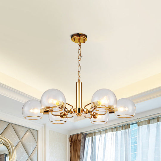 Modern Globe Chandelier: Black/Gold/White | 3/6 Light Pendant for Living Room