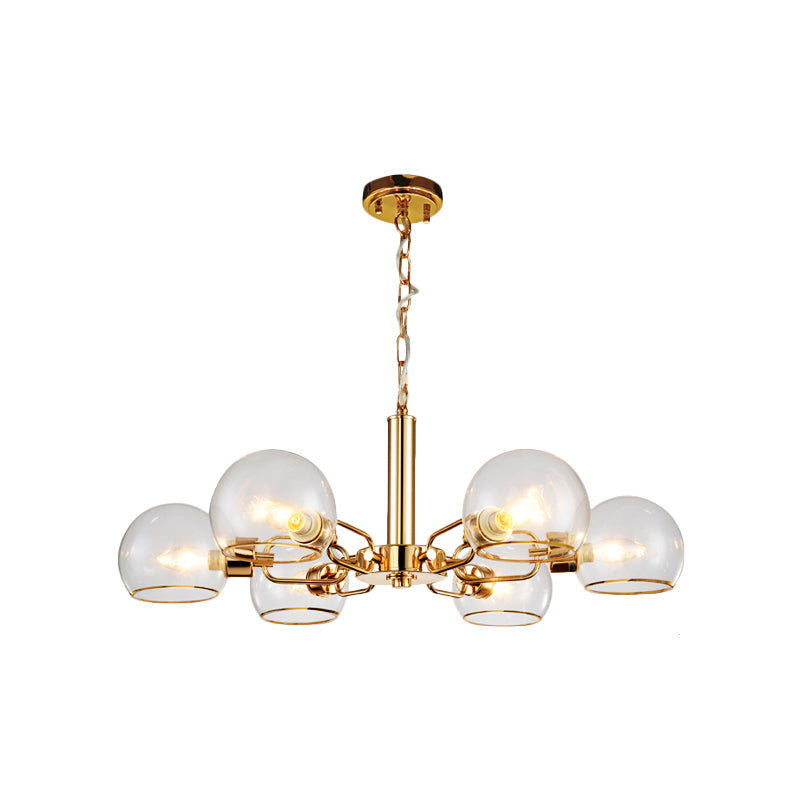 Modern Globe Chandelier: Black/Gold/White | 3/6 Light Pendant for Living Room