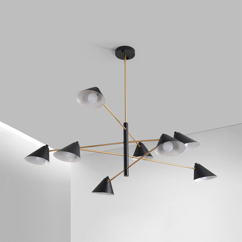 Contemporary Black Cone Shade Chandelier Light - 4/6/8 Lights - Modern Hanging Lamp for Sitting Room