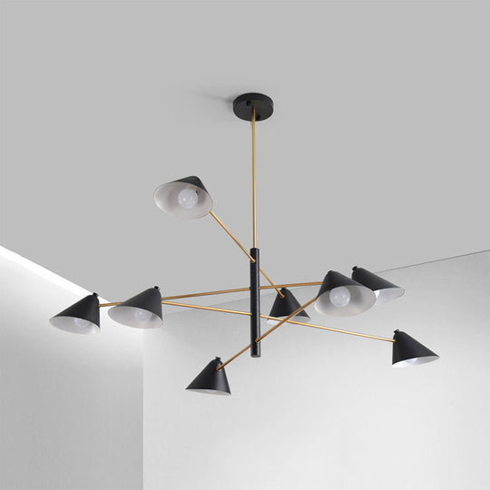 Contemporary Black Cone Shade Chandelier Light - 4/6/8 Lights - Modern Hanging Lamp for Sitting Room