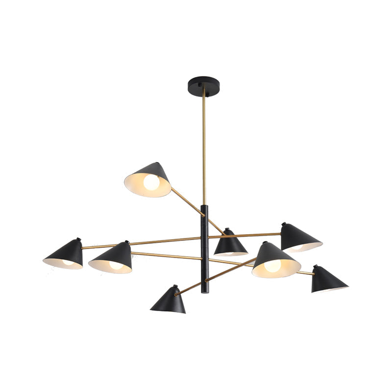 Contemporary Black Cone Shade Chandelier Light - 4/6/8 Lights - Modern Hanging Lamp for Sitting Room