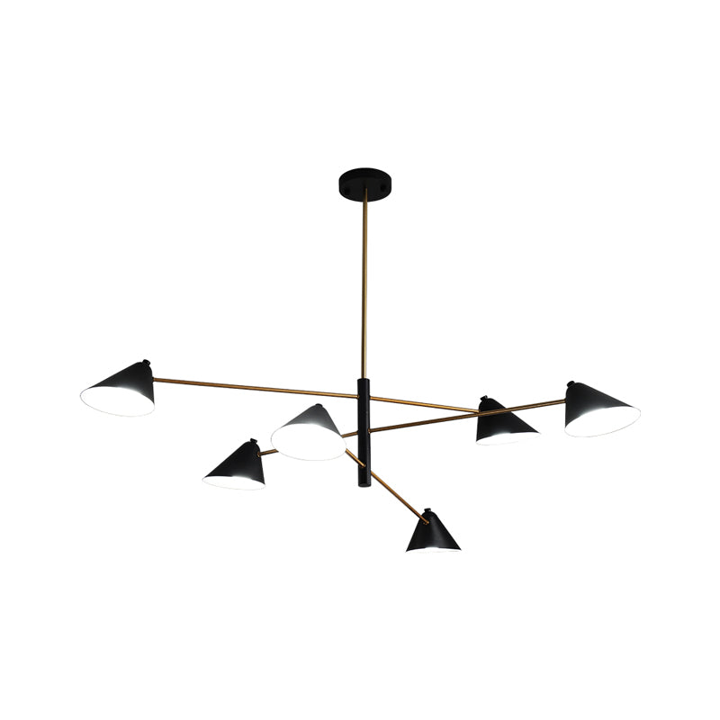 Contemporary Black Cone Shade Chandelier Light - 4/6/8 Lights - Modern Hanging Lamp for Sitting Room