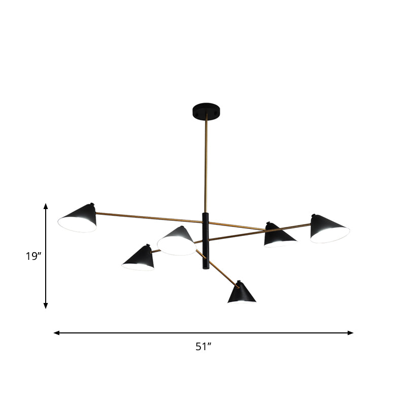 Contemporary Black Cone Shade Chandelier Light - 4/6/8 Lights - Modern Hanging Lamp for Sitting Room