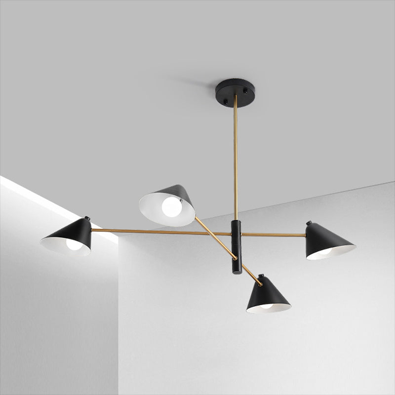 Contemporary Black Cone Shade Chandelier Light - 4/6/8 Lights - Modern Hanging Lamp for Sitting Room