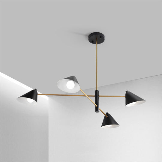 Contemporary Black Cone Shade Chandelier Light - 4/6/8 Lights - Modern Hanging Lamp for Sitting Room