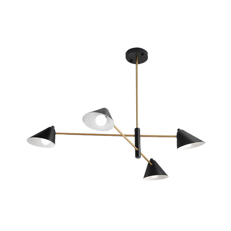 Contemporary Black Cone Shade Chandelier Light - 4/6/8 Lights - Modern Hanging Lamp for Sitting Room