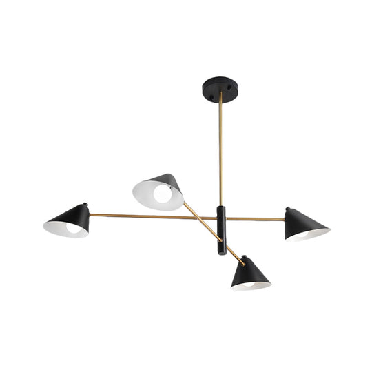 Contemporary Black Cone Shade Chandelier Light - 4/6/8 Lights - Modern Hanging Lamp for Sitting Room