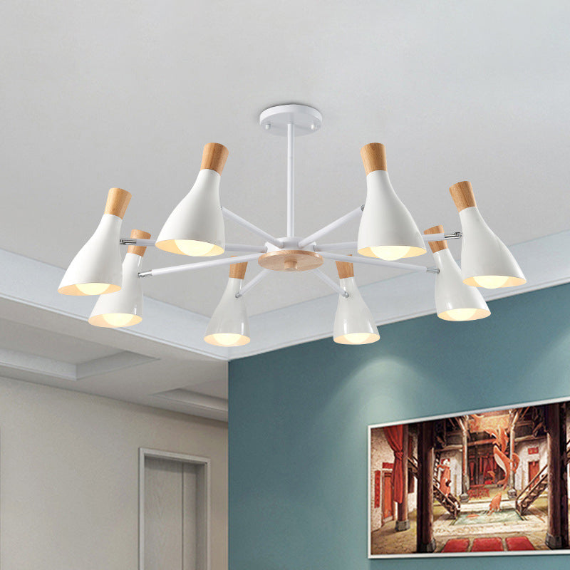 Macron Modern Metal Chandelier - Undertint Suspension Light, 8 Bulbs - Perfect for Hotel Spaces