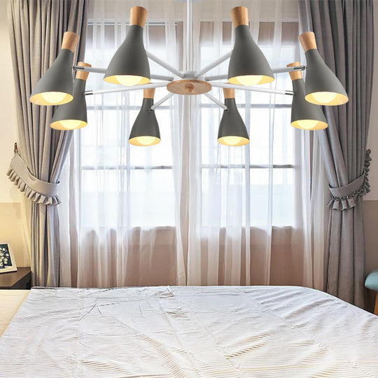 Macron Modern Metal Chandelier - Undertint Suspension Light, 8 Bulbs - Perfect for Hotel Spaces
