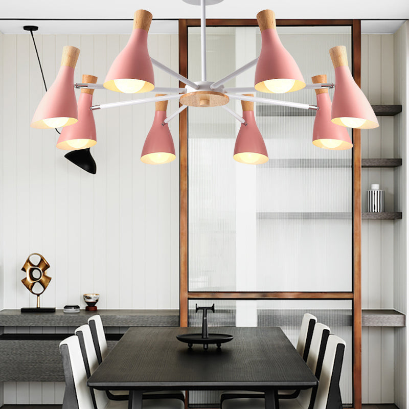 Macron Modern Metal Chandelier - Undertint Suspension Light, 8 Bulbs - Perfect for Hotel Spaces