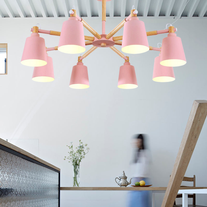 Macaron Metal Chandelier: Stylish Hanging Light with 8 Lights for Kids' Bedroom