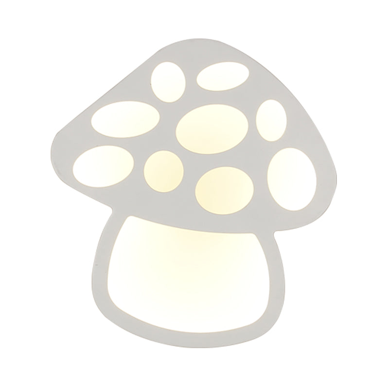 Mushroom LED Wall Light for Kids' Foyer and Bathroom - Slim Design, Acrylic Material, White Glow
