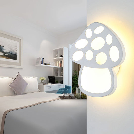 Mushroom LED Wall Light for Kids' Foyer and Bathroom - Slim Design, Acrylic Material, White Glow