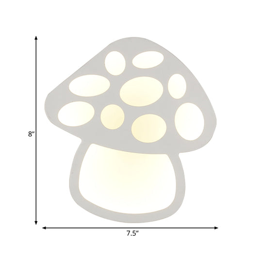 Mushroom LED Wall Light for Kids' Foyer and Bathroom - Slim Design, Acrylic Material, White Glow