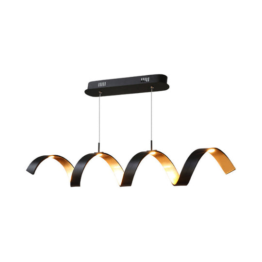 Stylish Black and Gold Twisted Ceiling Lamp – Contemporary Single-Light Acrylic Chandelier Pendant for Table