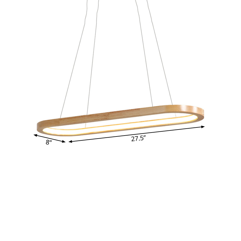 Nordic Wooden Chandelier LED Pendant Light - Wide Oval Design - Ideal for Dining Room Décor