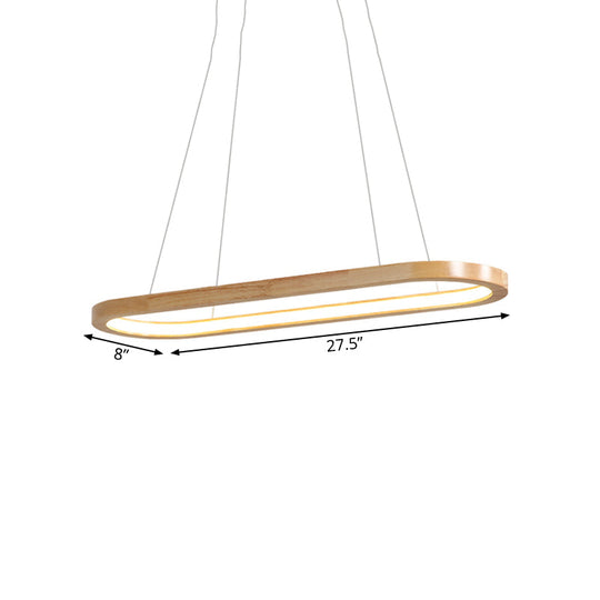 Nordic Wooden Chandelier LED Pendant Light - Wide Oval Design - Ideal for Dining Room Décor