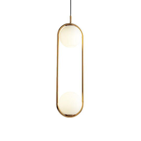 Modern Globe Pendant Light  White Glass  Black/Gold Hanging Ceiling Lamp for Bedroom
