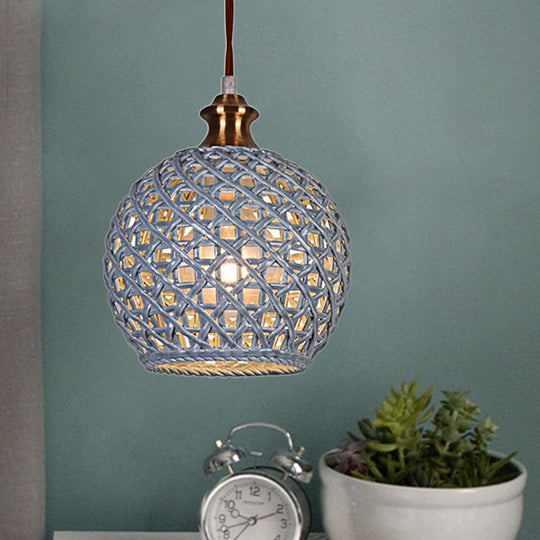 Ceramic Globe Pendant Light for Study Room and Cafe - Creative 1-Head Ceiling Light