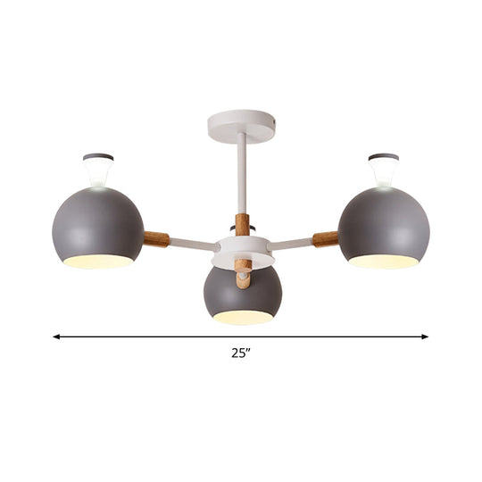 Modern Metal Globe Chandelier - 3-Light Hanging Light for Dining Table