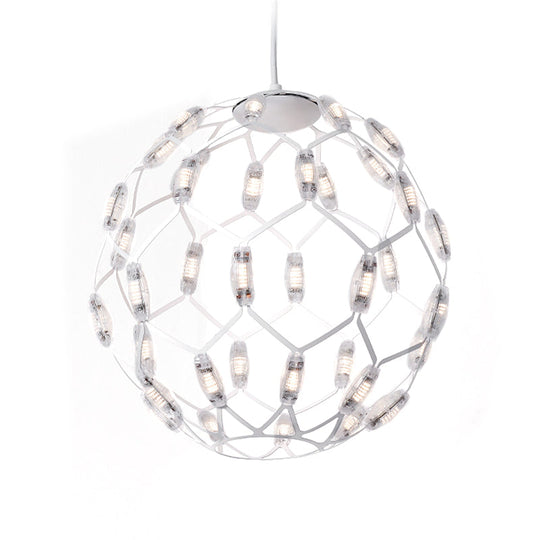 Modern Black/White Metal Globe LED Chandelier with Hollow Design - Stylish Hanging Lamp