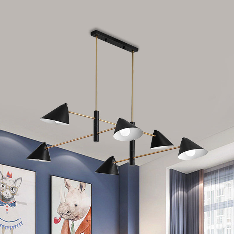 Contemporary Large Chandelier with Black Tilted Shades - 6/8/10 Heads, Metal Hanging Light Fixture