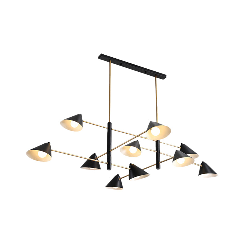 Contemporary Large Chandelier with Black Tilted Shades - 6/8/10 Heads, Metal Hanging Light Fixture