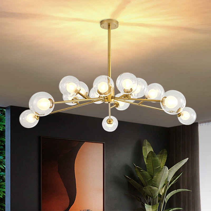 Modern Large Chandelier: 15/18 Lights, Restaurant Hotel Branch, Metal, Black/Gold Hanging Lamp
