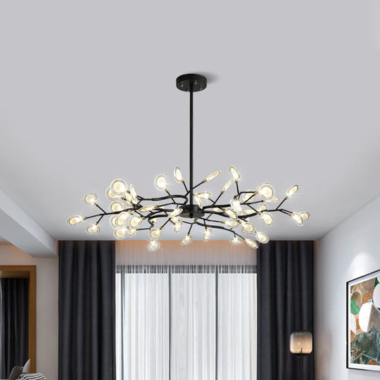 Modern Black Branching Chandelier with Metallic Multi-Light Suspension