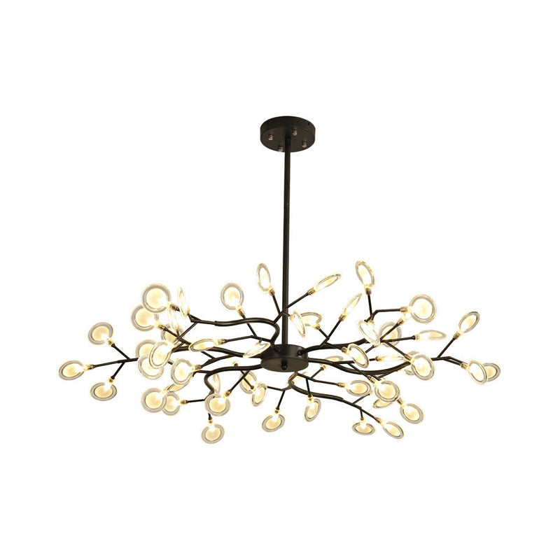 Modern Black Branching Chandelier with Metallic Multi-Light Suspension