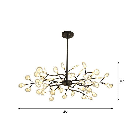 Modern Black Branching Chandelier with Metallic Multi-Light Suspension