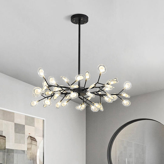 Modern Black Branching Chandelier with Metallic Multi-Light Suspension