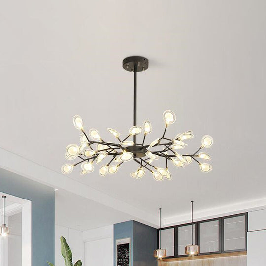 Modern Black Branching Chandelier with Metallic Multi-Light Suspension