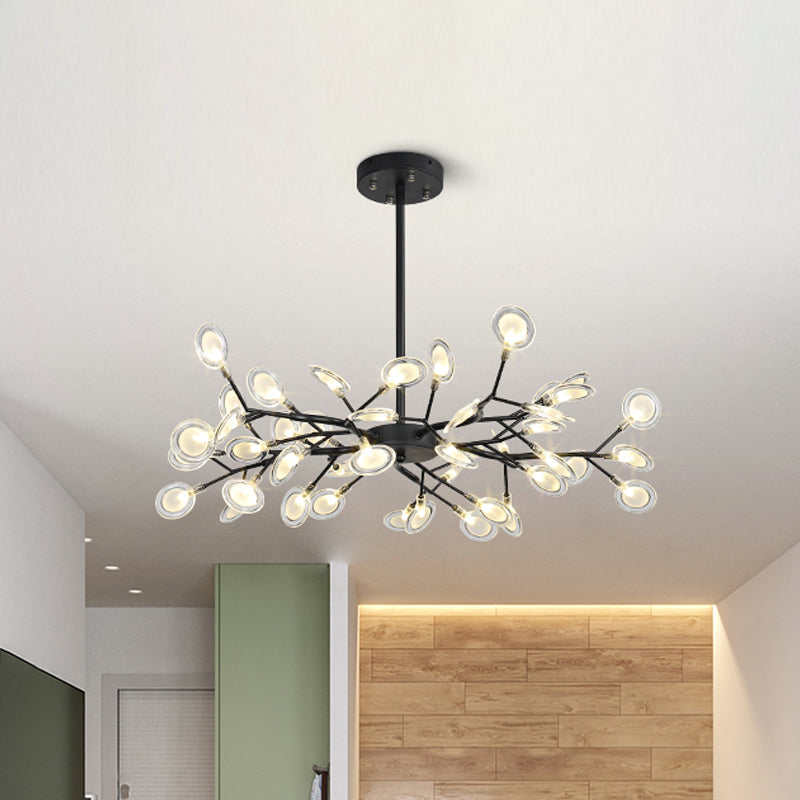 Modern Black Branching Chandelier with Metallic Multi-Light Suspension