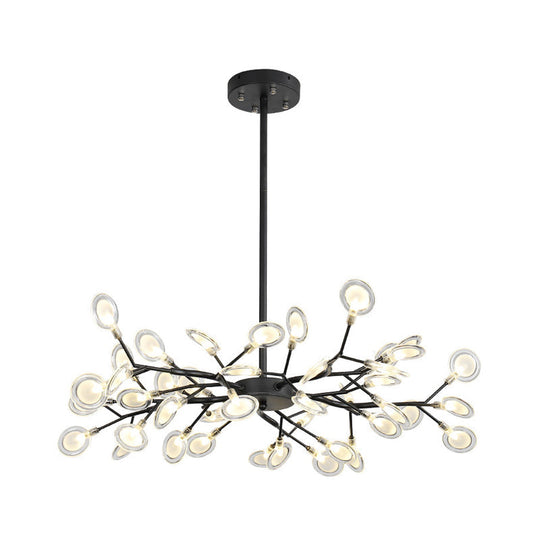 Modern Black Branching Chandelier with Metallic Multi-Light Suspension