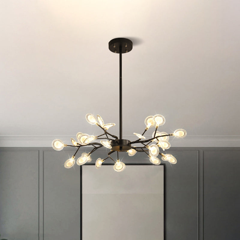 Modern Black Branching Chandelier with Metallic Multi-Light Suspension