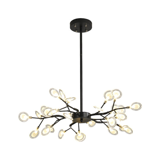 Modern Black Branching Chandelier with Metallic Multi-Light Suspension