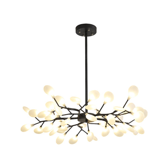 Frosted Black Branch Chandelier - Modern Metallic Suspended Light for Restaurants