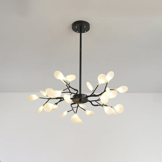 Frosted Black Branch Chandelier - Modern Metallic Suspended Light for Restaurants