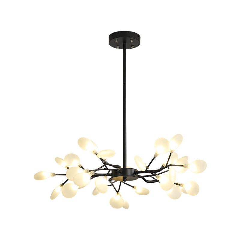 Frosted Black Branch Chandelier - Modern Metallic Suspended Light for Restaurants