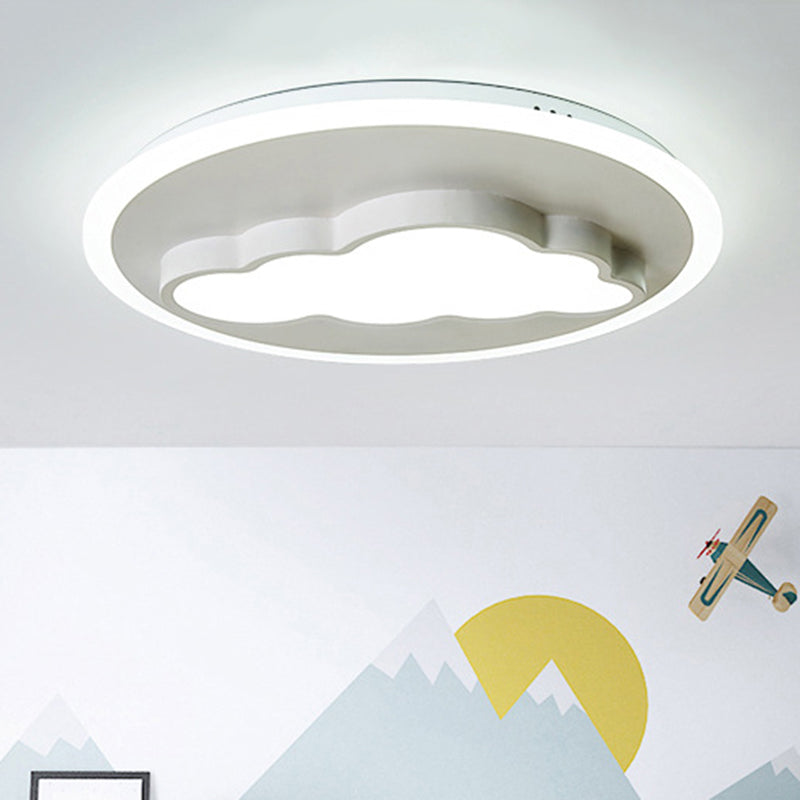 Cloud Modern Stylish Acrylic Ceiling Light- Big O Flush Mount in White for Kitchen