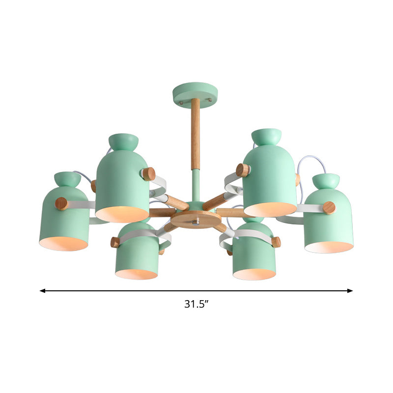 Rotatable 6-Light Macaron Style Pendant Light for Kindergarten Classrooms