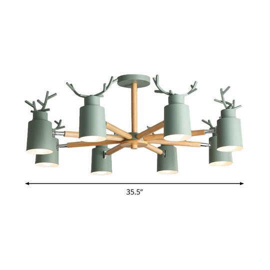Rustic Metal Pendant Light: Deer Horn Chandelier with 8 Lights - Elegant Living Room Decor