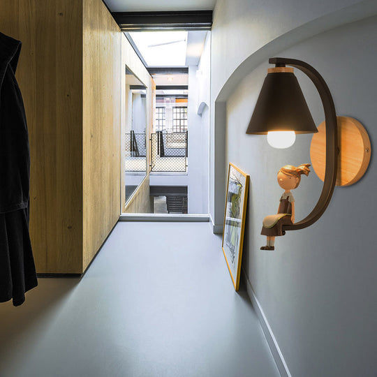 Metal Wall Sconce Light with Funnel Shade - Nordic Style, Ideal for Child Bedroom or Kitchen