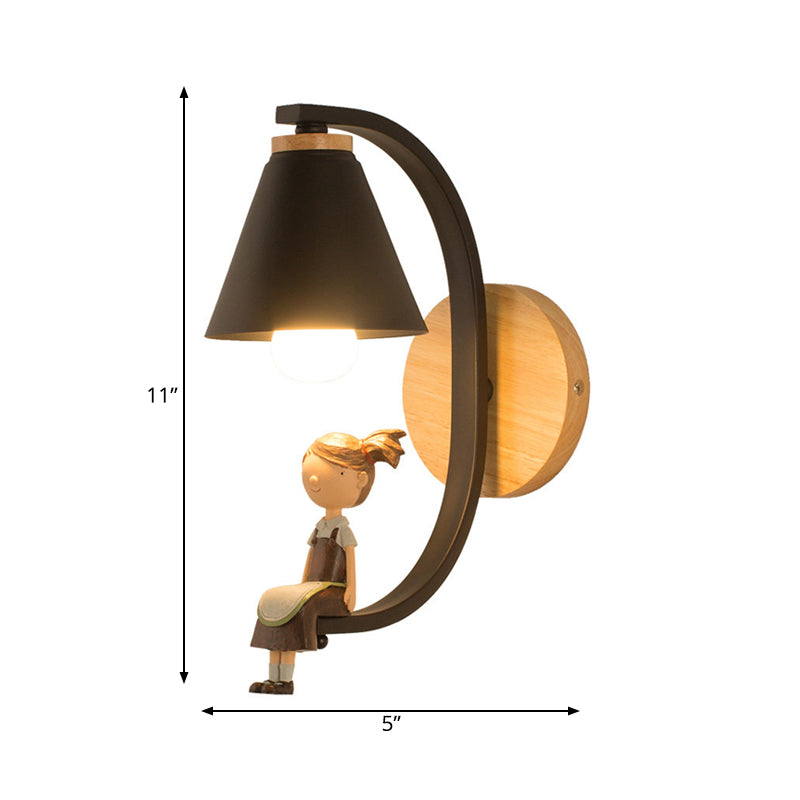 Metal Wall Sconce Light with Funnel Shade - Nordic Style, Ideal for Child Bedroom or Kitchen