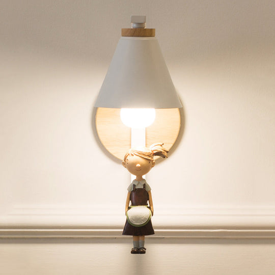 Metal Wall Sconce Light with Funnel Shade - Nordic Style, Ideal for Child Bedroom or Kitchen