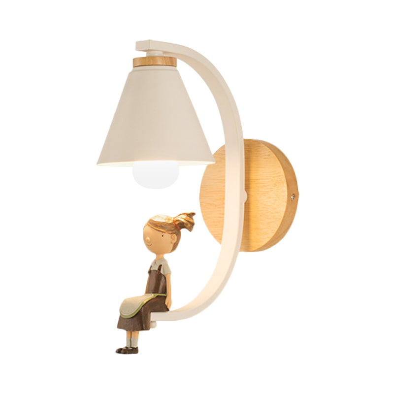 Metal Wall Sconce Light with Funnel Shade - Nordic Style, Ideal for Child Bedroom or Kitchen